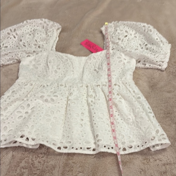 Lilly Pulitzer White Eyelet Puff Sleeve Top - Picture 3 of 6